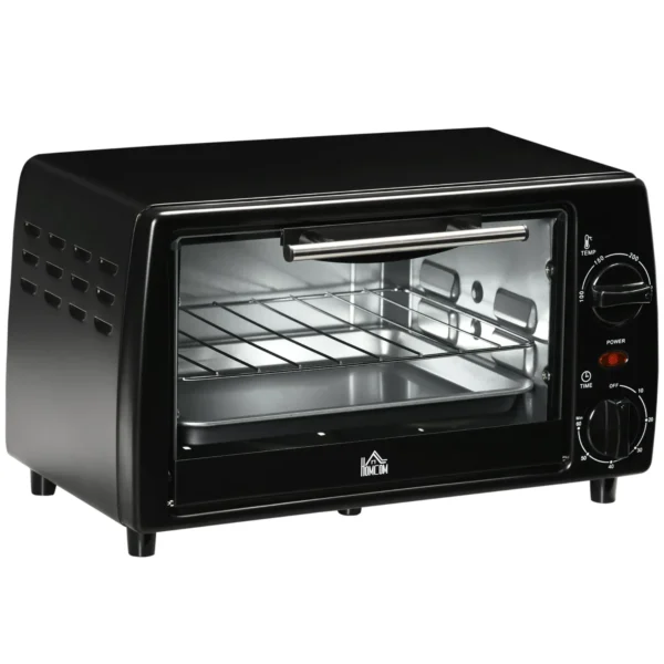 10L 750W Electric Oven with Adjustable Temperature and Timer, 36.5x26x22 cm, Black