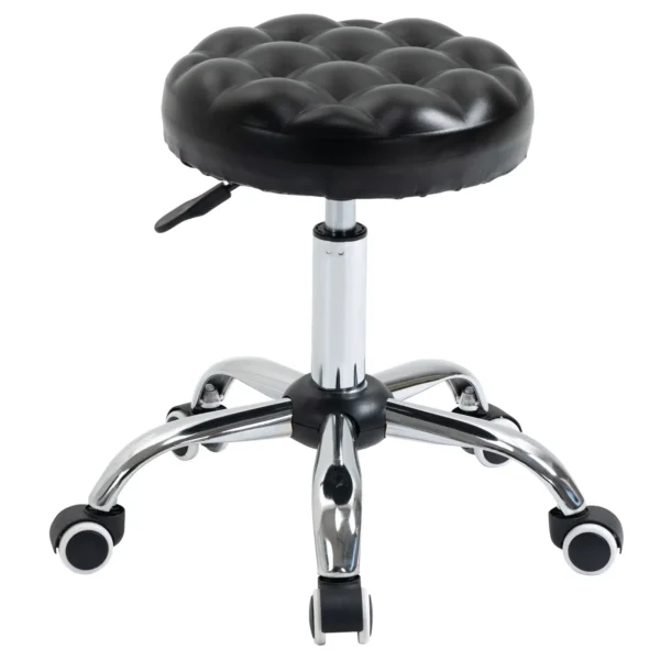Height Adjustable Beauty / Tattoo Stool with 5 Wheels, Steel, Foam and PU Leather, Ф48x47-59Hcm