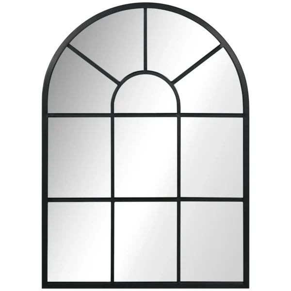 Modern Wall Mirror Arch Shape 70x50cm for Bedroom and Living Room, in Black Metal and Glass