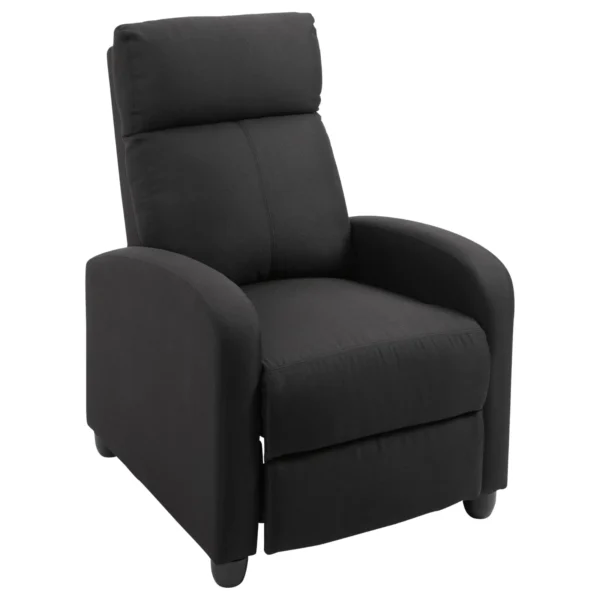 Padded Relax Chair with 135° Reclining Backrest and Removable Footrest, in Black Linen, 69x87x100.5cm