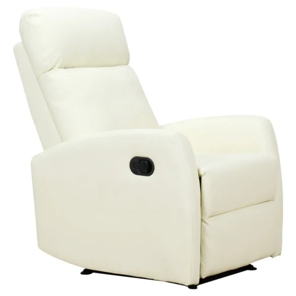 165° Reclining Relax Chair with Adjustable Footrest Ergonomic PU Leather, 65 × 92 × 100cm Cream