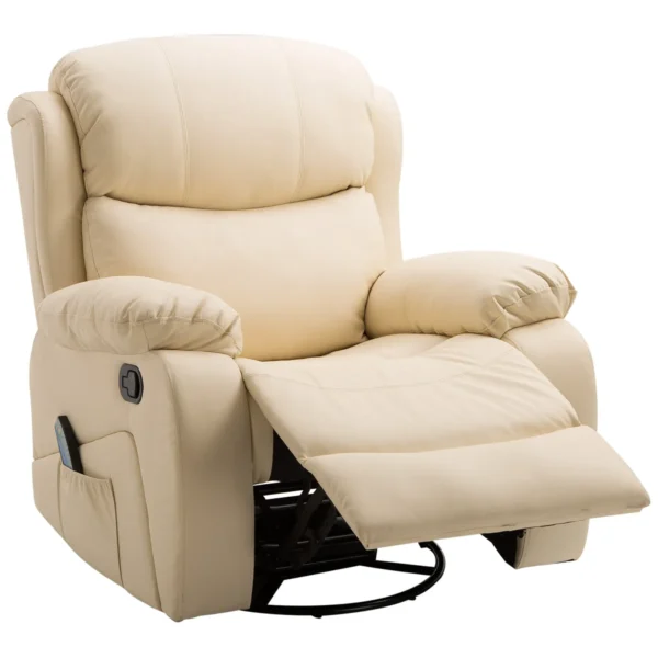 Beige Reclining Relax Chair with 8 Massage Points, Heating and Footrest, 97x92X104 cm