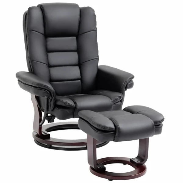 THE BOSS | Black Armchair with footrest | 360 ° Swivel and Reclining