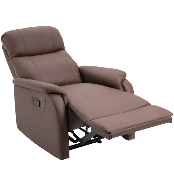 Manual Relax Chair with 145° Reclining Backrest and Footrest in Brown PU Leather, 76x91x106cm