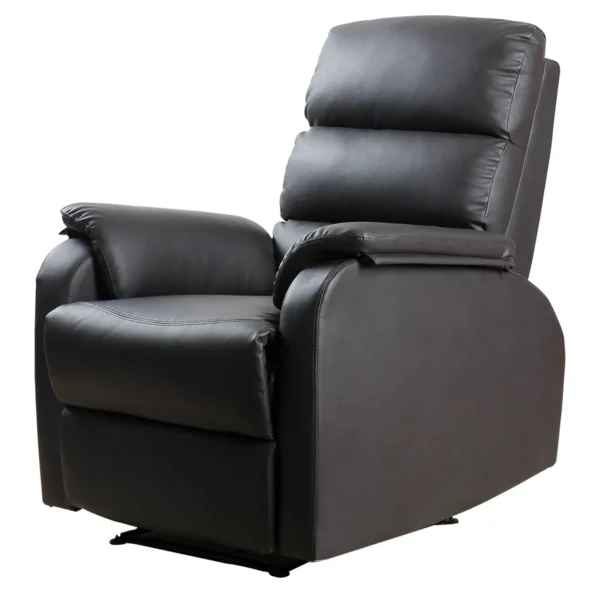 Relaxing Armchair For Interior, manually reclining with padded pillow, in the like and steel, 75x82x99 cm, brown