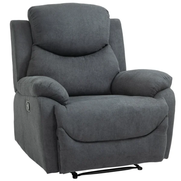 Ergonomic Manual Fabric Relax Chair, 150° Reclining Chair and Footrest for Home and Office, 93x88x102cm, Dark Grey