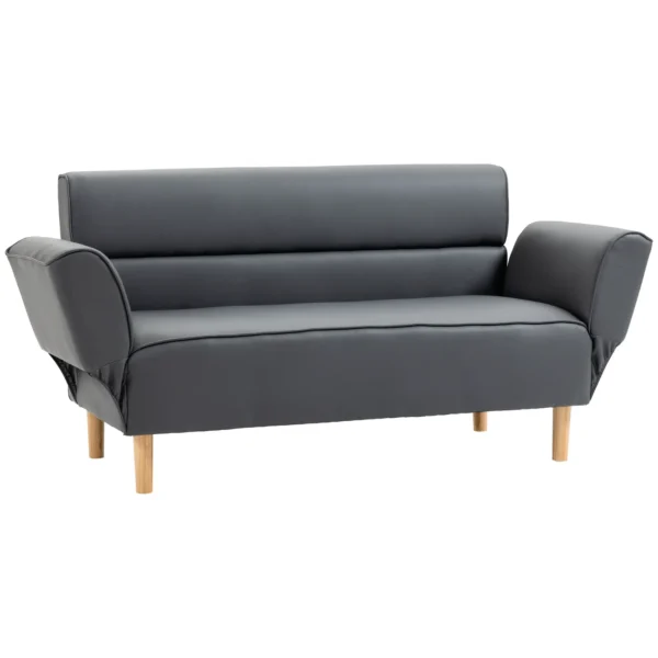 2 Seater Sofa Convertible to Single Sofa Bed with Adjustable Armrests, 164x71x75cm