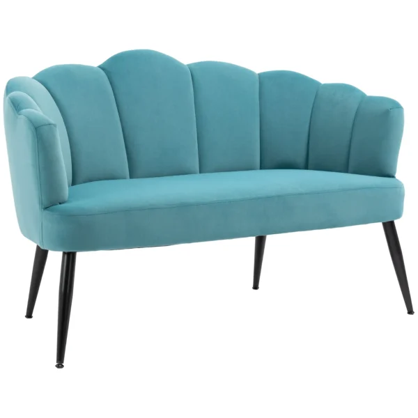 Aqua Marine Shell Design 2 Seater Velvet Sofa ( 132x66x80cm )