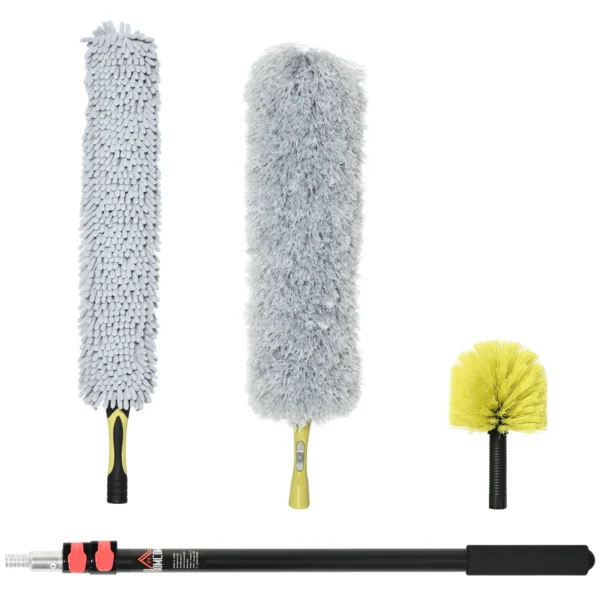 Home Cleaning Kit with Rod, Cobweb Duster, Microfiber Duster and Fan Duster