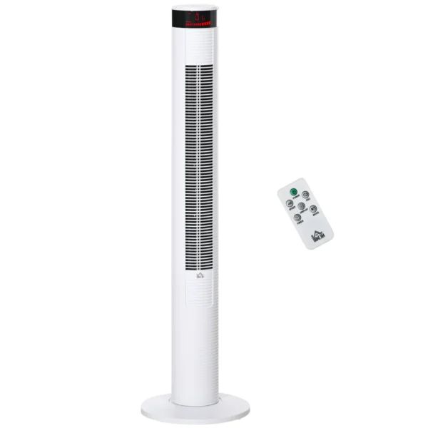 White Tower fan with 3 speeds and 4 modes, 12h timer, led panel and remote control