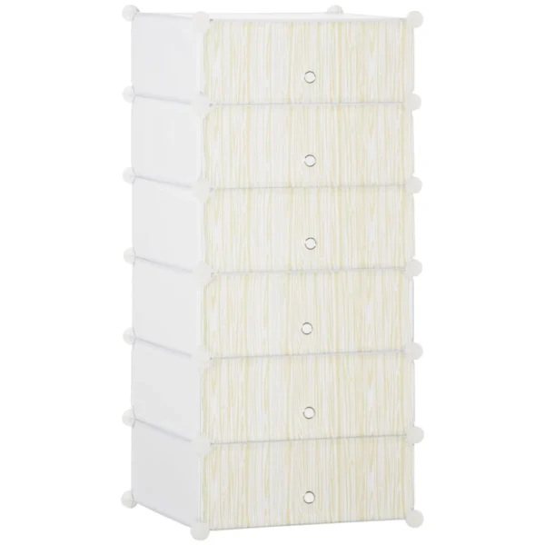 White Shoe Modular Cabinet | 6 Cubes 45x35x17cm Plastic PP and steel |  45x36.5x108cm