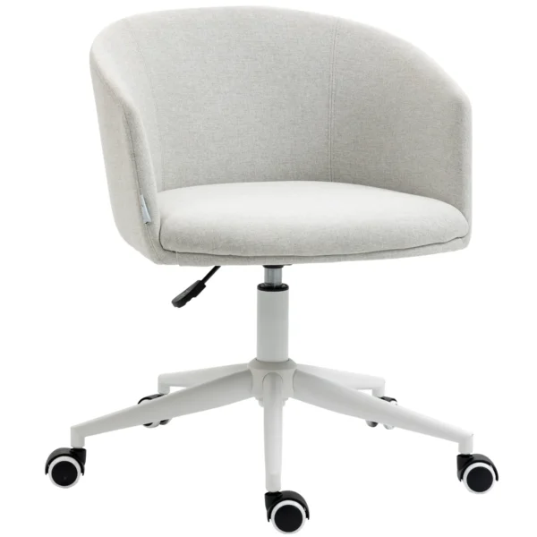 Height Adjustable Office Chair with Wheels and Swivel Fabric Seat, Light Grey