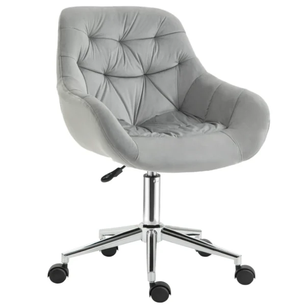 Ergonomic Swivel Office Chair with Adjustable Height and Wheels, Velvet Upholstery, 59x58x80-90cm, Grey