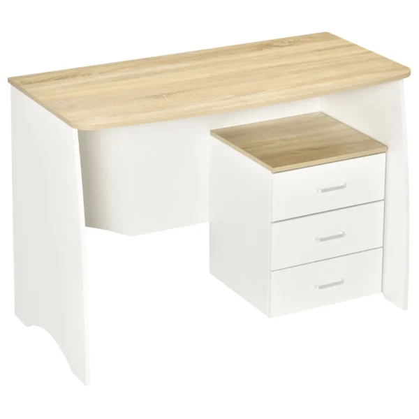 Desk with modern wooden chest of drawers, pc desk for room and office, 110x55x75cm