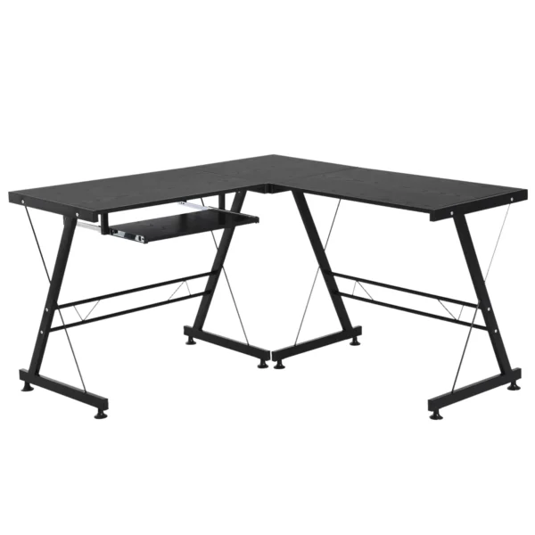 Desk convertible corner multi -show wood and black steel