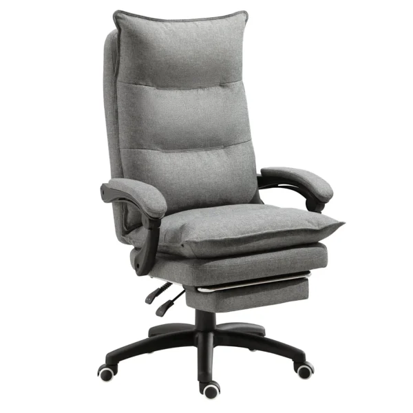 Padded Office Chair with 6 Massage Points, Adjustable Height and Wheels, 70x62x120-130 cm, Grey