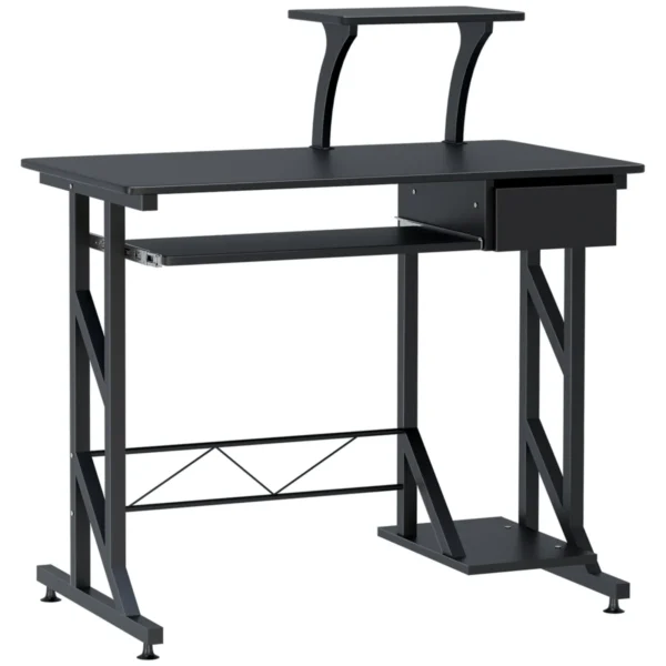 Desk for computers saving in steel and wood with drawer, removable keyboard shelf