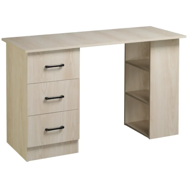 Modern PC Desk per room with 3 drawers and 3 wooden shelves for home and office 120x49x72cm
