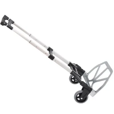 Folding Luggage Cart Max 70kg with Telescopic Handles and Adjustable Height, 41x38.5x100 cm, Silver