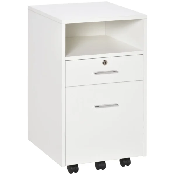 Office Drawer Unit, Desk Drawer Unit for Documents and Printer, 2 Keys, White