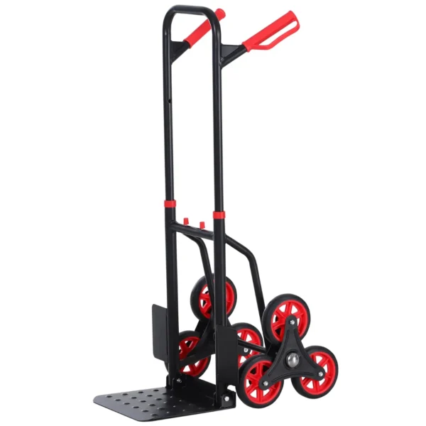 Folding Luggage Cart, 120 kg max, with Removable Handle, 60x45x109 cm, Red and Black