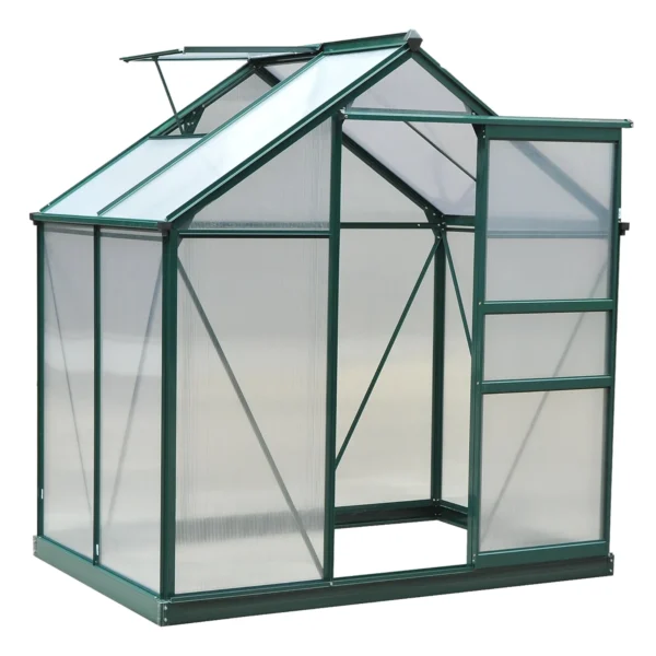 UV-Proof Polycarbonate Garden Greenhouse with Window and Sliding Door, 190x132x201cm