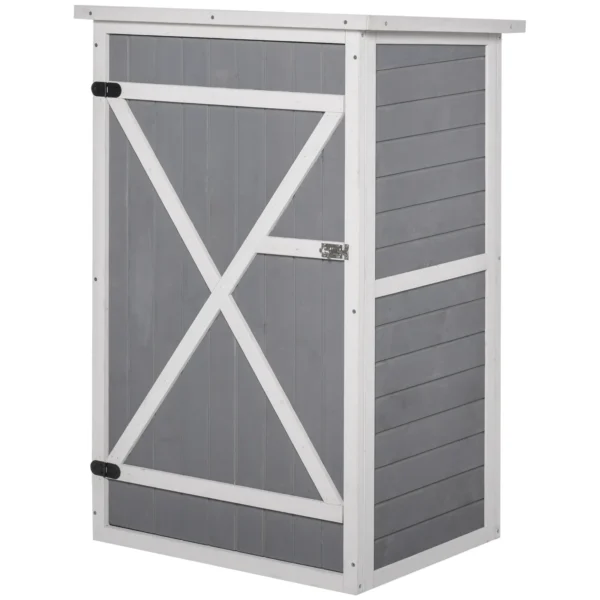 2-Tier Wooden Tool Shed with Waterproof Roof, 75x56x115cm, Grey