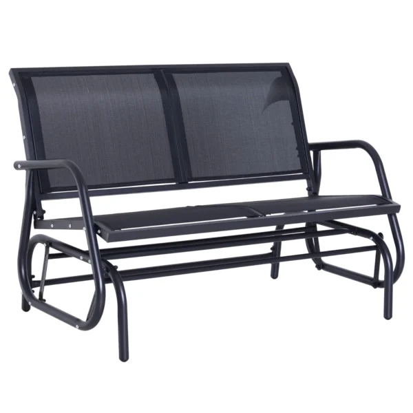 2-Seater Garden Swing Bench in Metal and Breathable Mesh Fabric, 120x70x85cm, Black