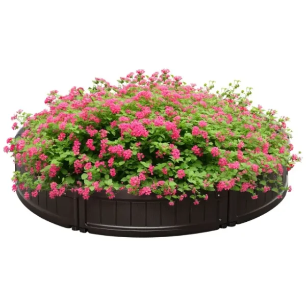 HDPE Raised Garden Bed, Round Outdoor Planter, Φ123x21cm, Brown