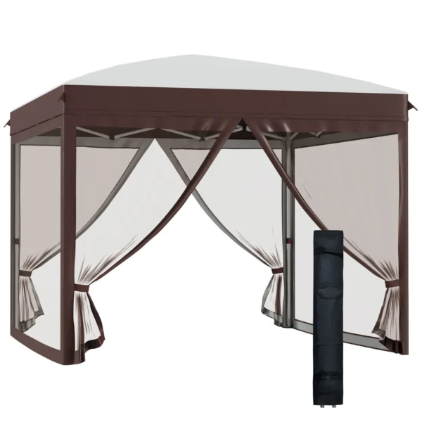 3x3m Garden Gazebo with Mosquito Net and Carry Bag with Wheels, Cream