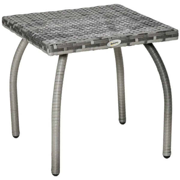 Synthetic Rattan Coffee Table, Small Outdoor Coffee Table, for Garden, Terrace Waterproof Grey 45x45x44cm