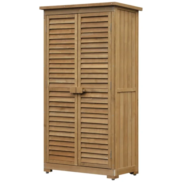 Wooden Garden Shed with Waterproof Roof, Outdoor Garden Tool Cabinet with 3 Shelves, 87x46.5x160cm