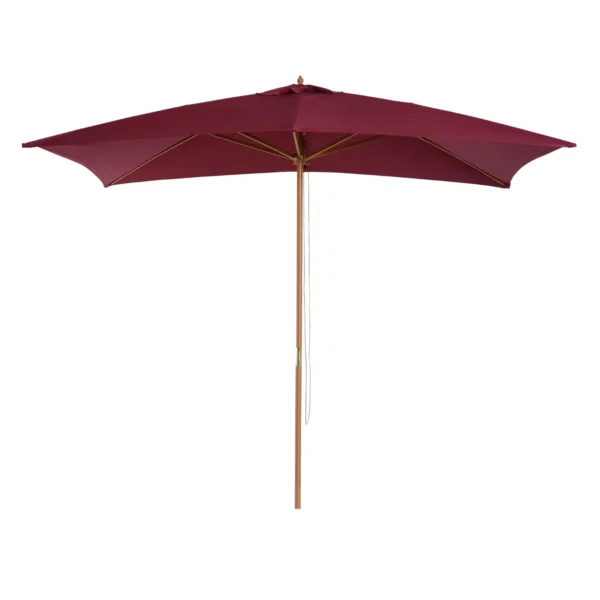 2x3m Waterproof Garden Umbrella with 8 Ribs, in Wood and Bamboo, Burgandy