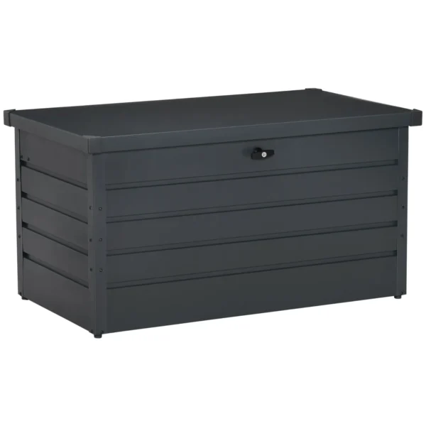 Garden Storage Bench with Key, Modern Steel Chest, Grey, 120x62x62cm