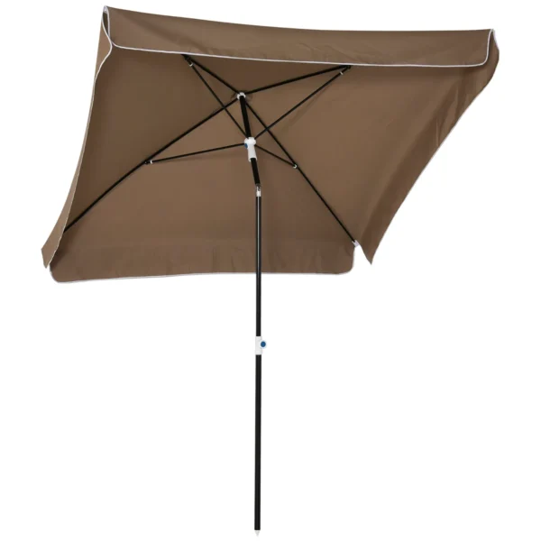 2x2m Outdoor Umbrella with Square Canopy, Adjustable and Portable, in Metal and Polyester, Coffee