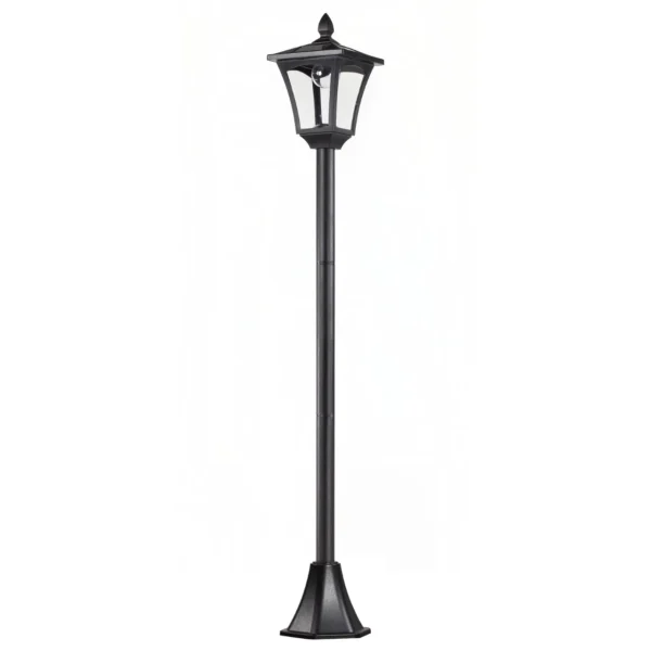 Solar Powered LED Outdoor Street Lamp Garden Light Waterproof IP44 Floor Lamp 18×18×160cm Black
