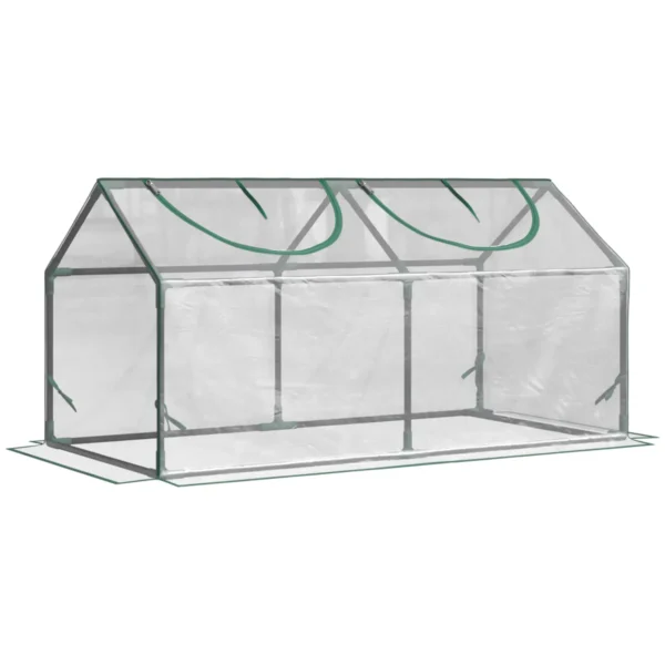 Mini Garden Greenhouse with 2 Roller Windows and Anti-UV PVC Cover, 120x60x60cm, Transparent