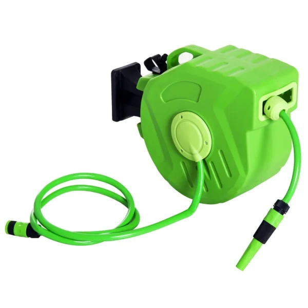 Portable Wall Mounted Hose Reel with Automatic Rewind 15m