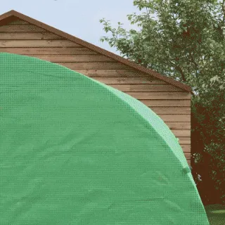 3.5x2x2m PE and Metal Tunnel Greenhouse for Vegetable Garden with 6 Windows and Roller Door, Green