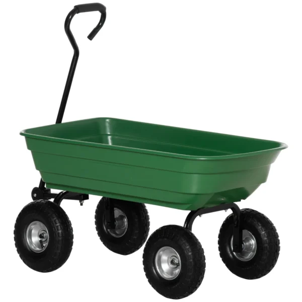 Garden Cart with Steel Frame and Pneumatic Tires, 108x52x100cm, Green