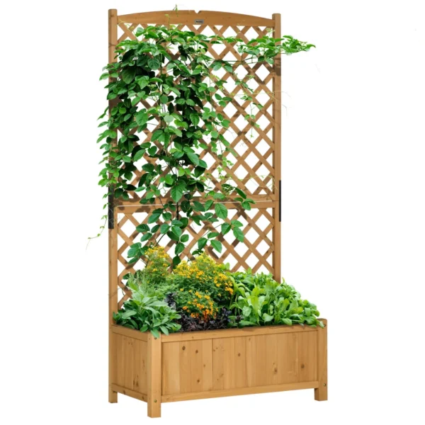 Outdoor Planter in Fir Wood with Raised Vertical Design, 90x45x180 cm, Yellow