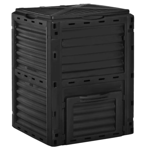 Garden Composter, 300L Black Plastic Home Compost Bin with Snap-On Lid