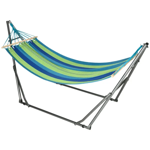 Folding Cotton and Steel Freestanding Hammock Stand, 270x100x94cm