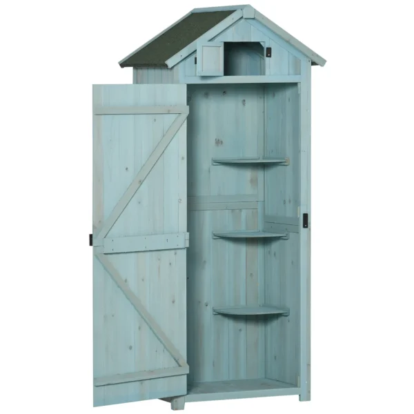 Wooden Garden Shed with 3 Shelves, 77x54. 2x179cm, Blue