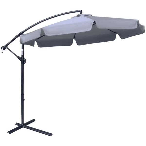 2.7x2.7 m Garden Umbrella with Metal Arm and Adjustable Polyester Canopy and Crank Opening, Grey