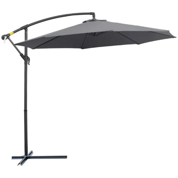 Garden Umbrella 3x2.5 m Arm and Tiltable with Crank, in Steel and Polyester Grey