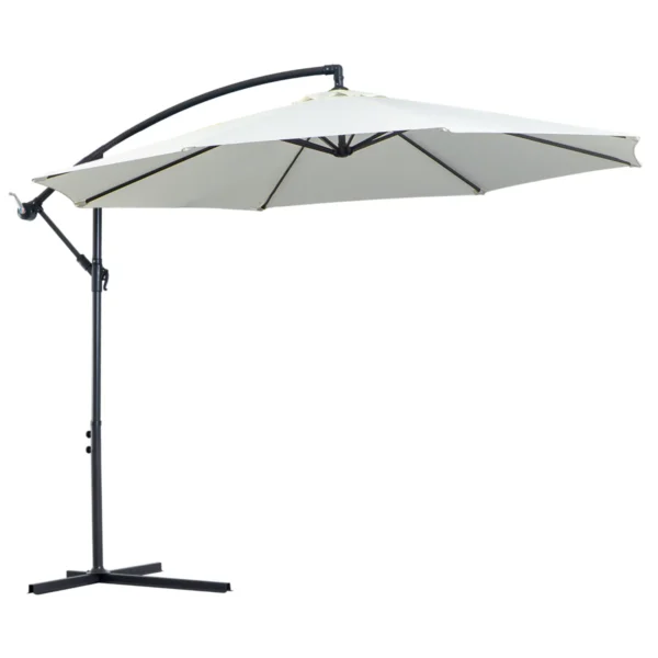 Outdoor Umbrella 3x2.5m with Crank, in Steel and Anti-UV Polyester, Cream
