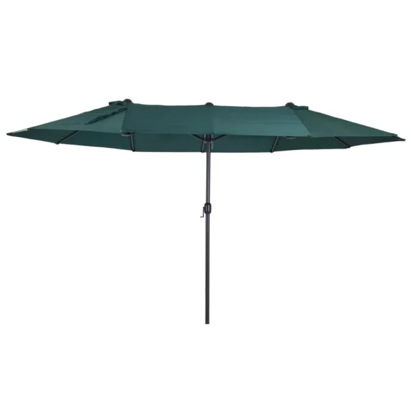 Double Garden Umbrella with Crank Opening, in Steel and Polyester, 455x265x238cm, Dark Green