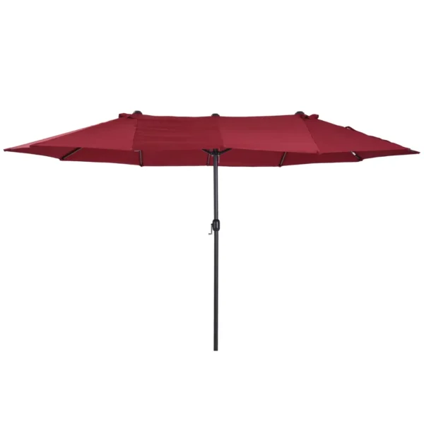 Double Garden Umbrella with Crank Opening, in Steel and Polyester, 460x270x240 cm, Red