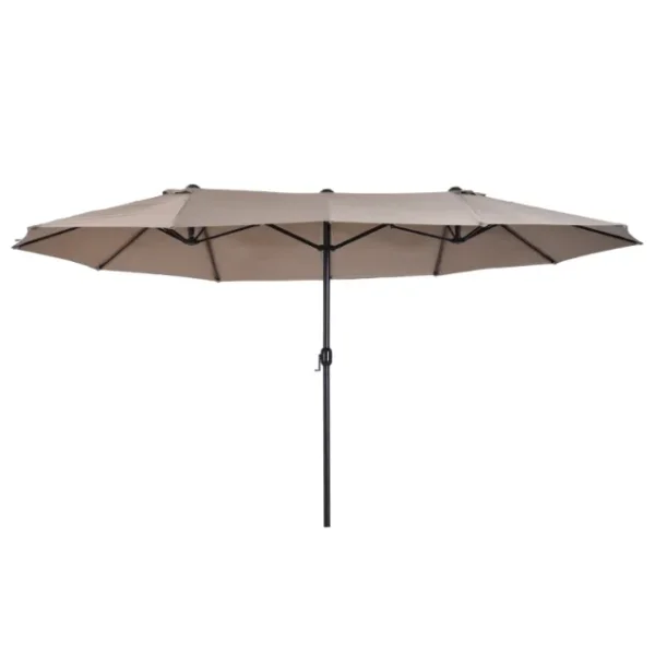 Double Garden Umbrella with Crank Opening, in Steel and Polyester, 460x270x240 cm
